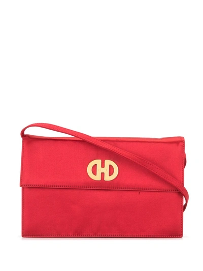 Pre-owned Celine 1990s Logo Plaque Shoulder Bag In Red