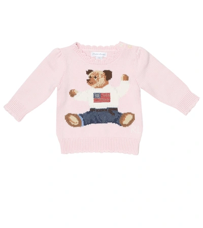 Polo Ralph Lauren Baby Polo Bear Intarsia Cotton Sweater In Pink