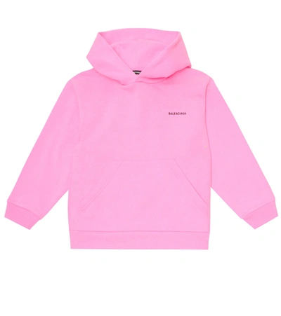 Balenciaga Kids' Logo Cotton Hoodie In Pink