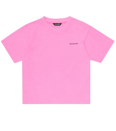Balenciaga Little Kid's & Kid's Logo Fluorescent T-shirt In Bubble Gum Pink