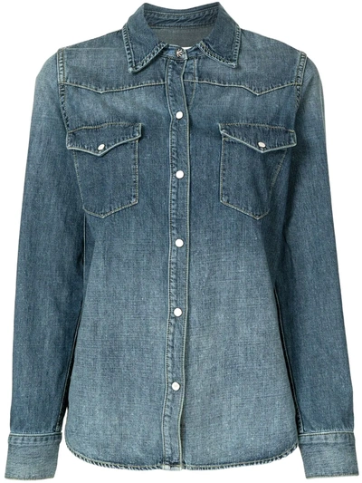 Nili Lotan Claire Denim Button-down Shirt In Medium Wash Denim