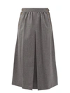 Fendi Buttoned Pleated Wool-twill A-line Skirt In Drum