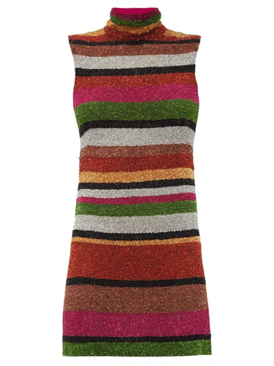 Ashish Sequin-striped Open-back Mini Shift Dress In Red