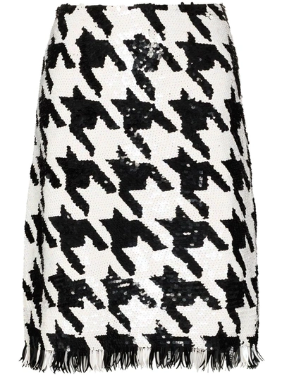 Ashish Houndstooth-pattern Sequin-embellished Skirt In Schwarz