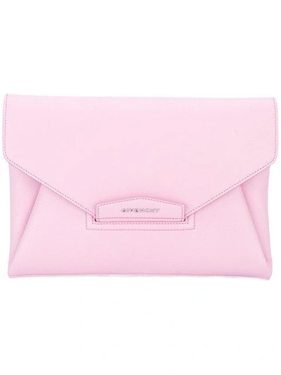 Givenchy Antigona Envelope Leather Clutch In Rosa