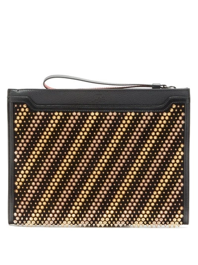 Christian Louboutin Skypouch Studded Full-grain Leather Pouch In Black