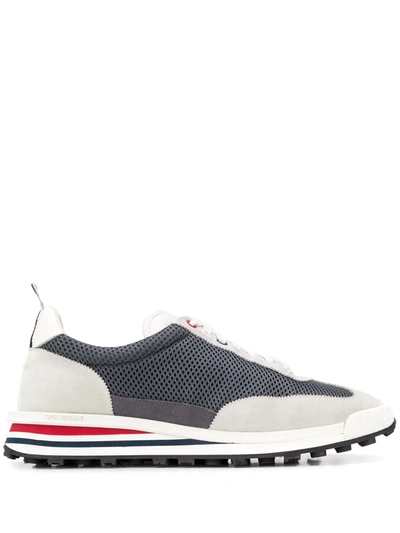 Thom Browne Tech Runner Mesh And Suede Trainers In Grey