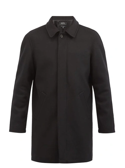 Apc Pete Point-collar Wool-blend Coat In Black