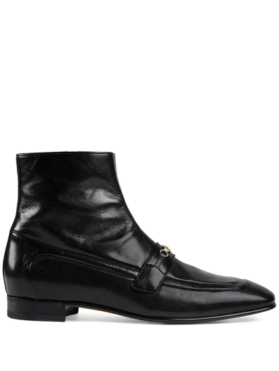 Gucci Men's Ankle Boot With Horsebit In Black
