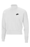 Nike Sportswear Essential Fleece Mock Neck Sweatshirt In White/ Black