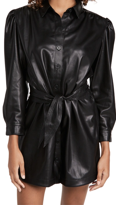 Bb Dakota X Steve Madden Nelly Faux Leather Puff Sleeve Dress In Black