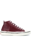 Marni Graffiti High-top Sneakers In Burgundy