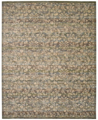 Nourison Rhapsody Rh012 Blue And Moss 5'6" X 8' Area Rug In Blue/moss