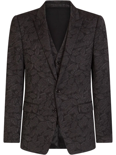 Dolce & Gabbana Floral Jacquard Martini Suit In Black