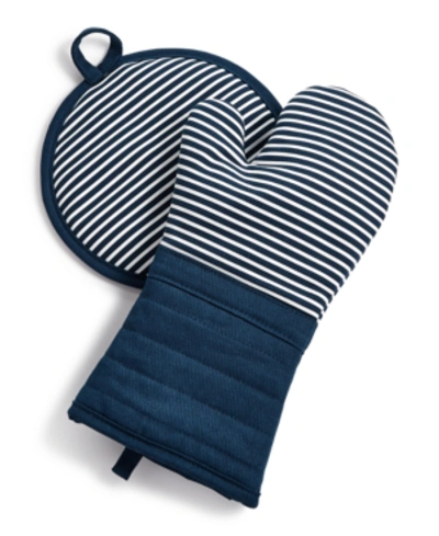 Martha Stewart Collection Pot Holder & Oven Mitt Set, Created For Macy's In Navy