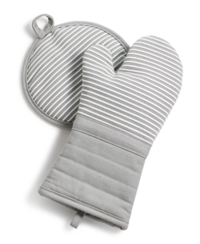 Martha Stewart Collection Pot Holder & Oven Mitt Set, Created For Macy's In Gray