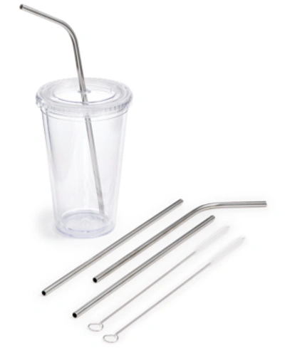 Martha Stewart Collection 6-pc. Reusable Metal Straw & Brush Set, Created For Macy's