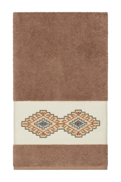 Linum Home Gianna Embroidered Turkish Cotton Bath Towel Bedding In Latte