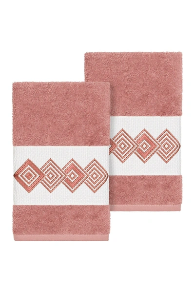 Linum Home Noah 2-pc. Embellished Hand Towel Set Bedding In Pink