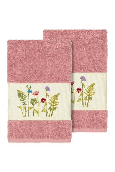 Linum Home Serenity 2-pc. Embellished Hand Towel Set Bedding In Tea Rose