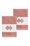 Linum Home Noah 2-pc. Embellished Washcloth Set Bedding In Pink