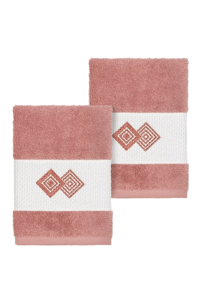 Linum Home Noah 2-pc. Embellished Washcloth Set Bedding In Pink