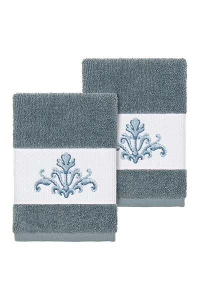 Linum Home Scarlet 2-pc. Embellished Washcloth Set Bedding In Blue