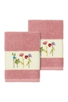 Linum Home Serenity 2-pc. Embellished Washcloth Set Bedding In Pink