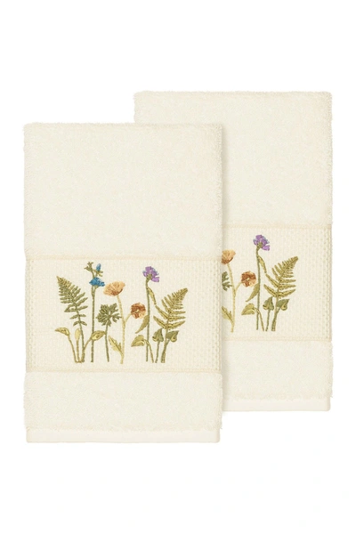 Linum Home Serenity 2-pc. Embellished Hand Towel Set Bedding In Cream
