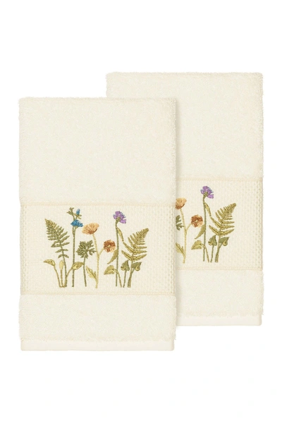 Linum Home Serenity 2-pc. Embellished Hand Towel Set Bedding In Light Beige