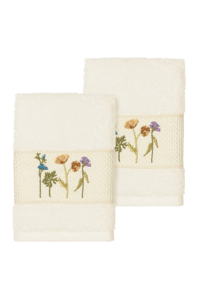 Linum Home Serenity 2-pc. Embellished Washcloth Set Bedding In Cream