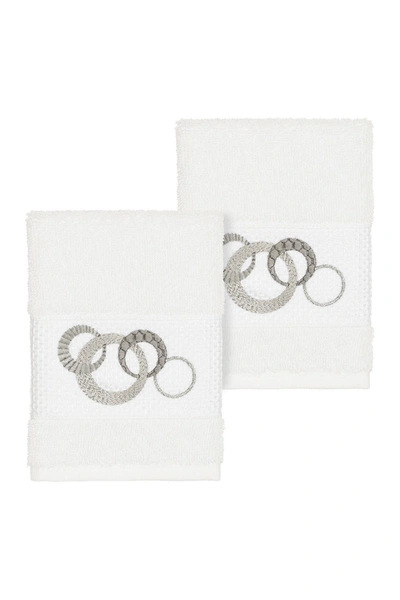 Linum Home Annabelle 2-pc. Embellished Washcloth Set Bedding In White