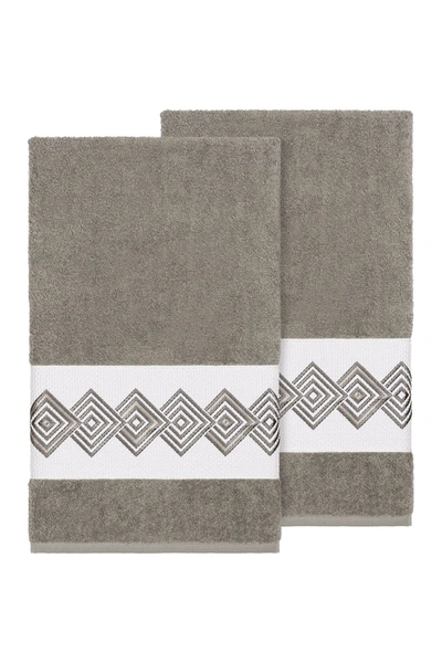 Linum Home Noah 2-pc. Embellished Bath Towel Set Bedding In Grey