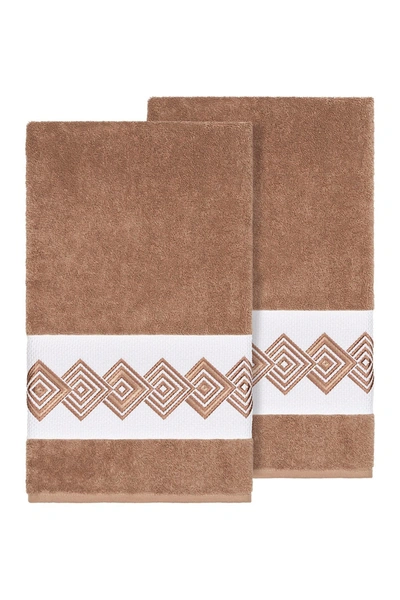 Linum Home Noah 2-pc. Embellished Bath Towel Set Bedding In Brown