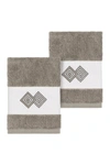 Linum Home Noah 2-pc. Embellished Washcloth Set Bedding In Grey
