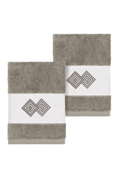 Linum Home Noah 2-pc. Embellished Washcloth Set Bedding In Grey