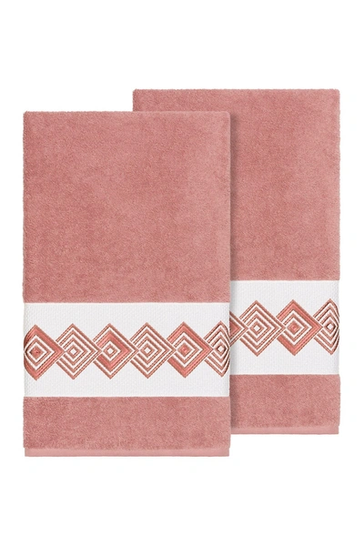 Linum Home Noah 2-pc. Embellished Bath Towel Set Bedding In Pink