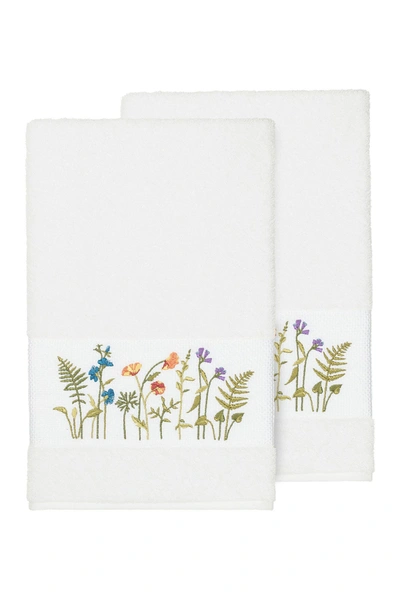 Linum Home Serenity 2-pc. Embellished Bath Towel Set Bedding In White