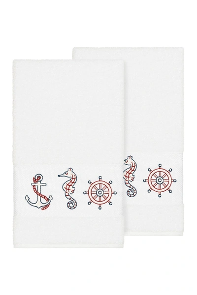 Linum Home Easton 2-pc. Embellished Bath Towel Set Bedding In White