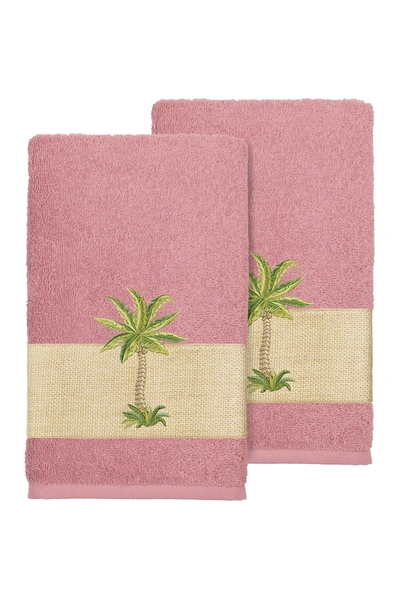 Linum Home Colton 2-pc. Embellished Hand Towel Set Bedding In Pink