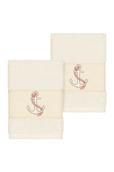 Linum Home Easton 2-pc. Embellished Washcloth Set Bedding In Light Beige