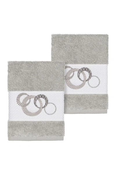 Linum Home Annabelle 2-pc. Embellished Washcloth Set Bedding In Light Grey