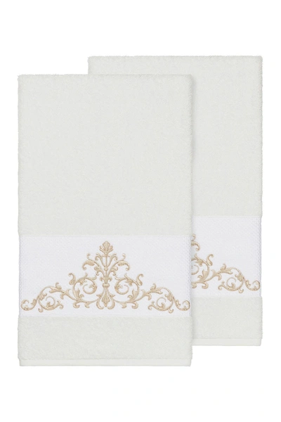 Linum Home Scarlet 2-pc. Embellished Bath Towel Set Bedding In White