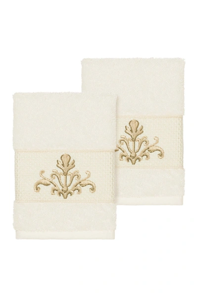 Linum Home Scarlet 2-pc. Embellished Washcloth Set Bedding In Cream