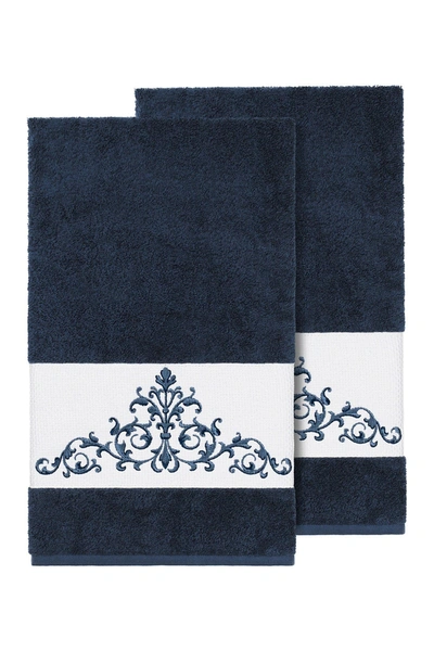 Linum Home Scarlet 2-pc. Embellished Bath Towel Set Bedding In Midnight Blue