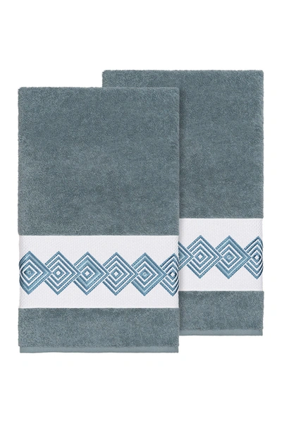 Linum Home Noah 2-pc. Embellished Bath Towel Set Bedding In Blue