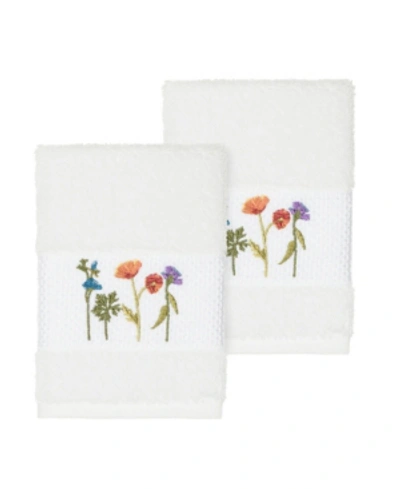 Linum Home Serenity 2-pc. Embellished Washcloth Set Bedding In White