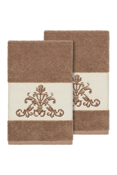 Linum Home Scarlet 2-pc. Embellished Bath Towel Set Bedding In Brown