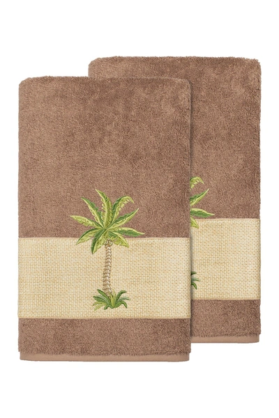 Linum Home Colton 2-pc. Embellished Bath Towel Set Bedding In Brown