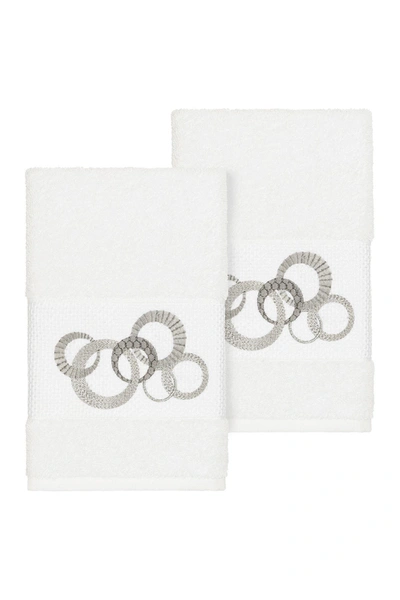 Linum Home Annabelle 2-pc. Embellished Hand Towel Set Bedding In White
